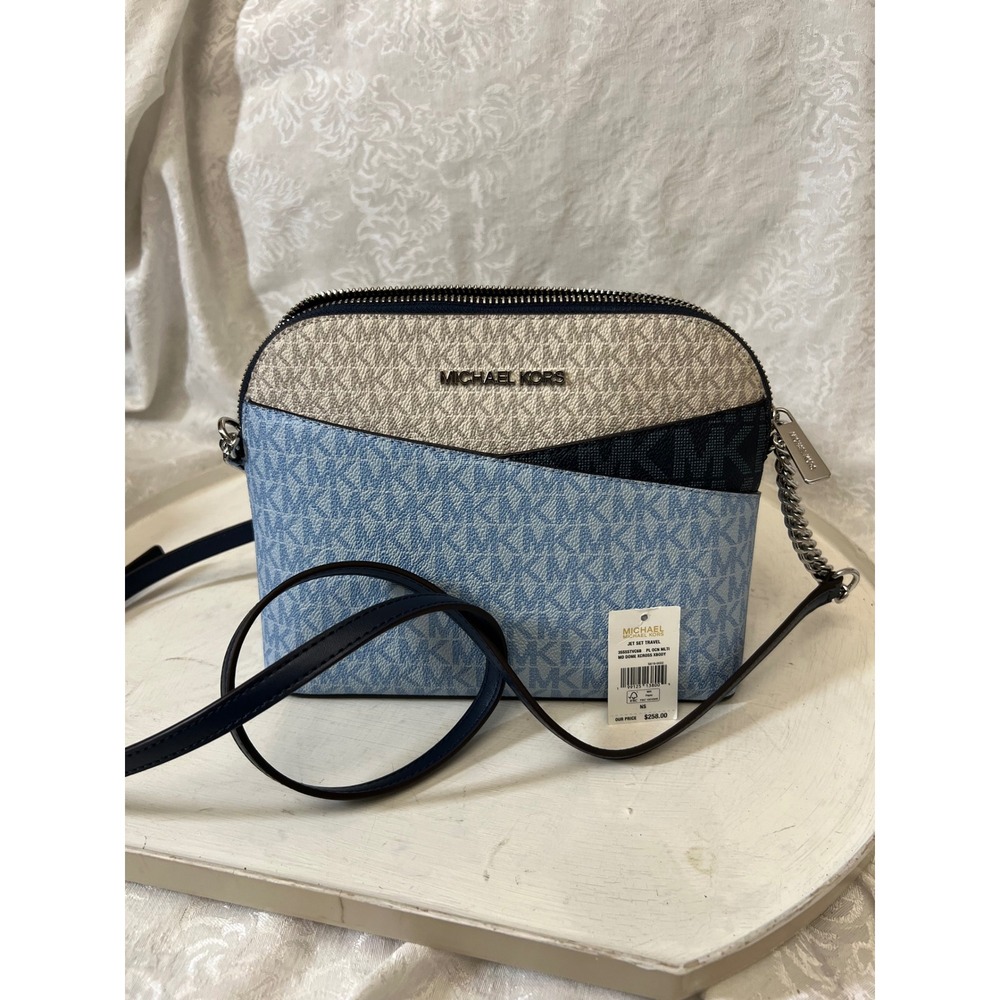 Michael Kors Jet Set Travel Medium Dome Crossbody Bag Ocean Multi 35S5STVC6B